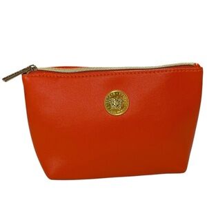 Versace Parfums Orange Leather Travel Bag Cosmetic